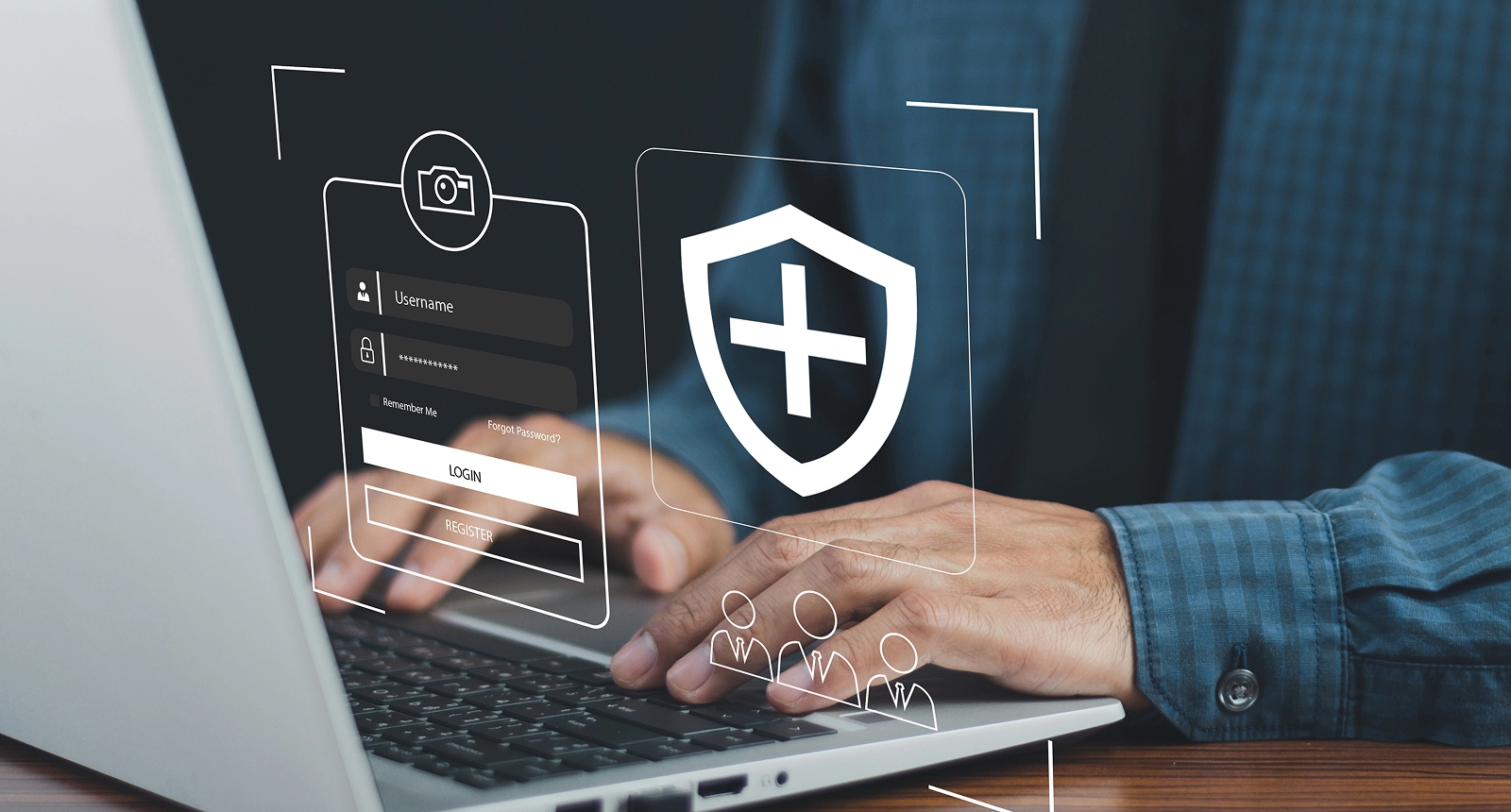 Image illustrating strategies to safeguard a business against cyber attacks, featuring security icons and protective measures.